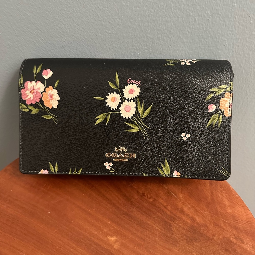 Coach floral crossbody wallet bag